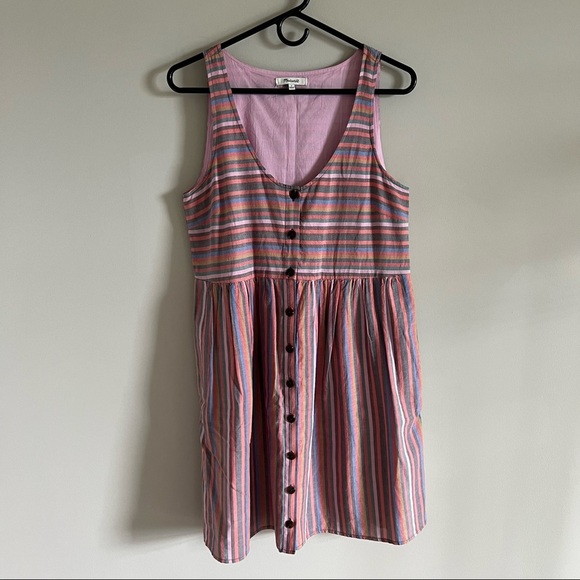 Like New! Madewell Scoopneck Tank Dress in Rainbow Stripe - Picture 10 of 11